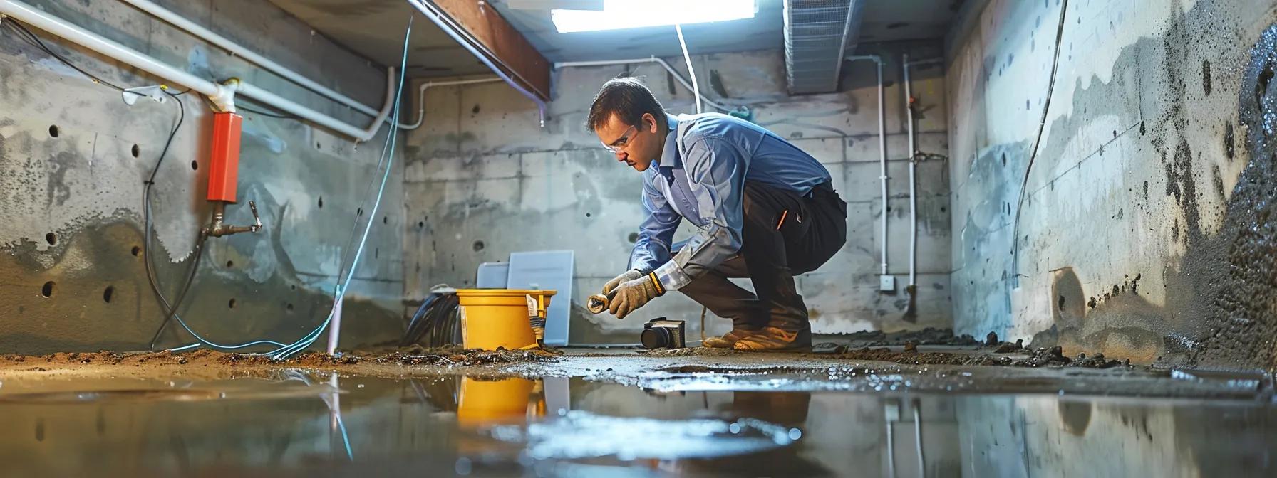 Basement with visible dampness and signs of mold growth, indicating moisture issues.